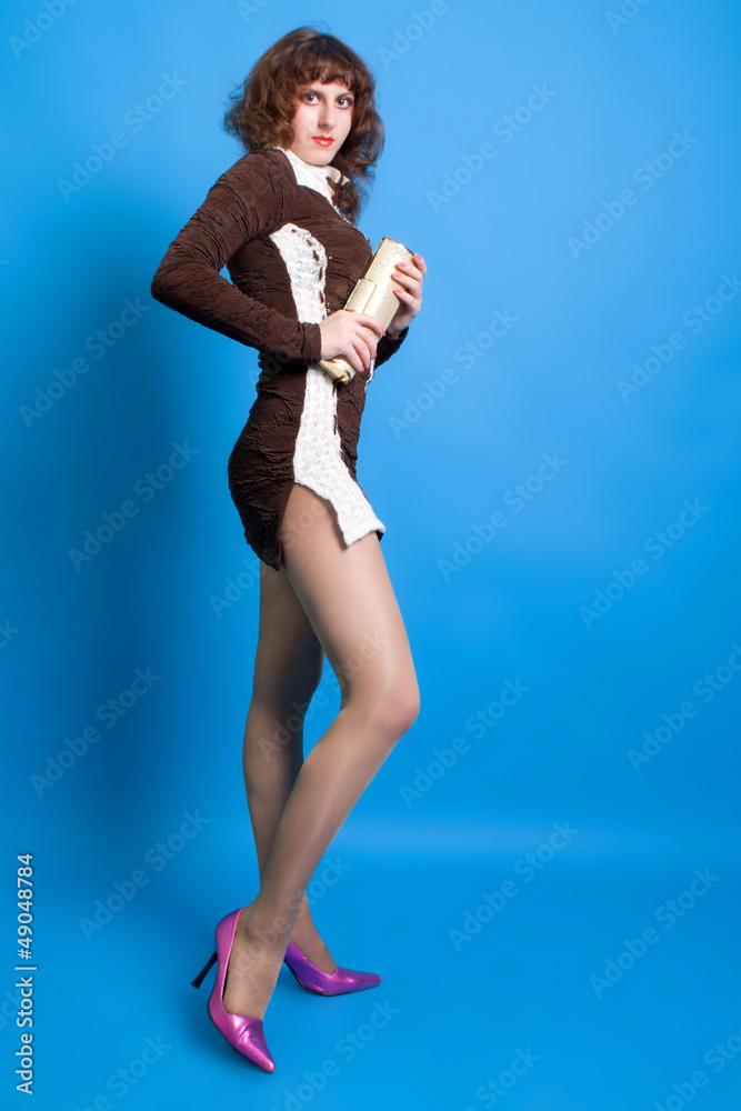 beautiful young brunette in a brown dress beautiful young brunette in a brown dress