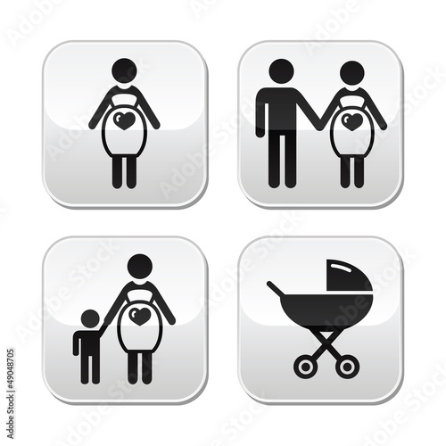 Pregnant woman buttons set