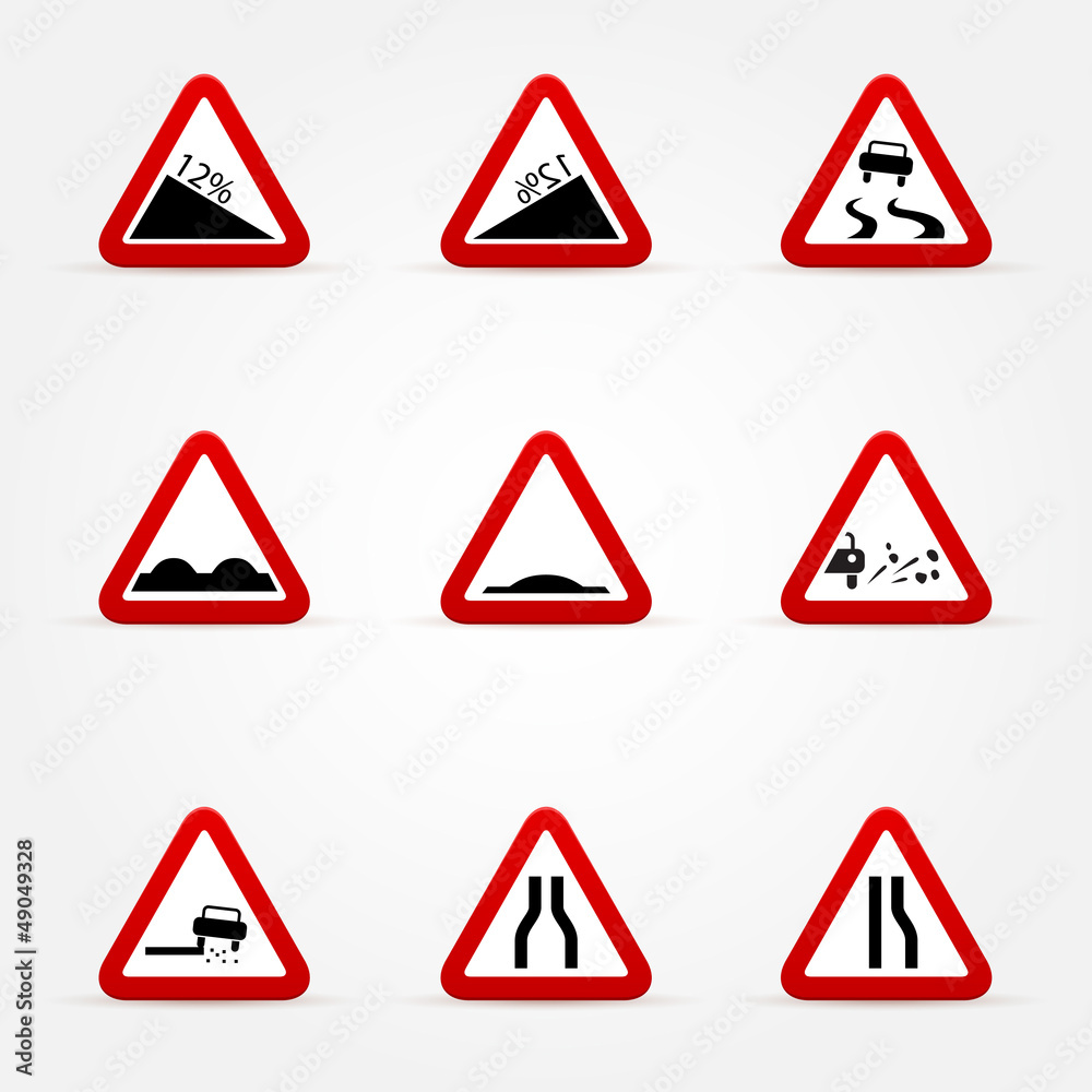 set of warnings road signs set of warnings road signs