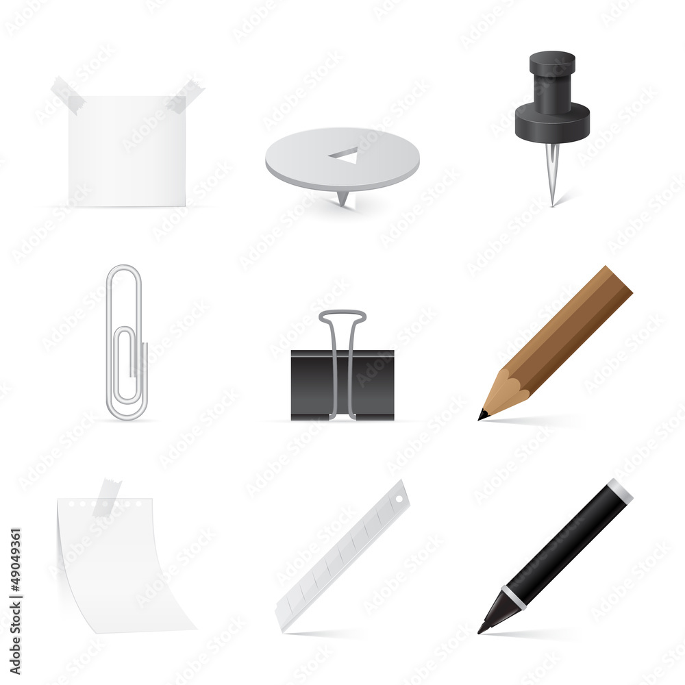 set of Icons for office and stationery set of Icons for office and stationery