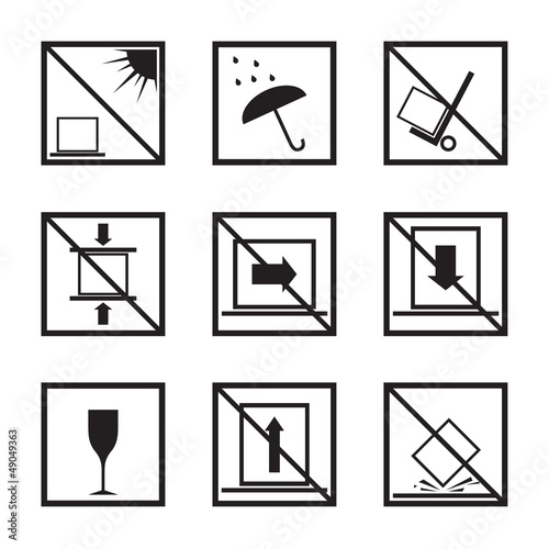 set of different parcel signs