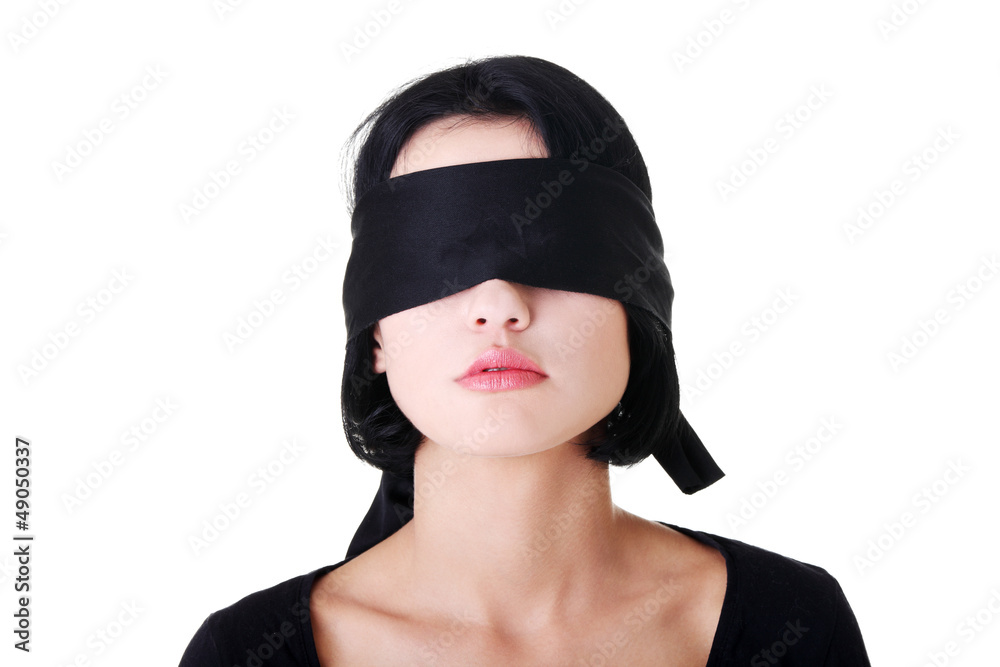 Portrait of the young woman blindfold Portrait of the young woman blindfold