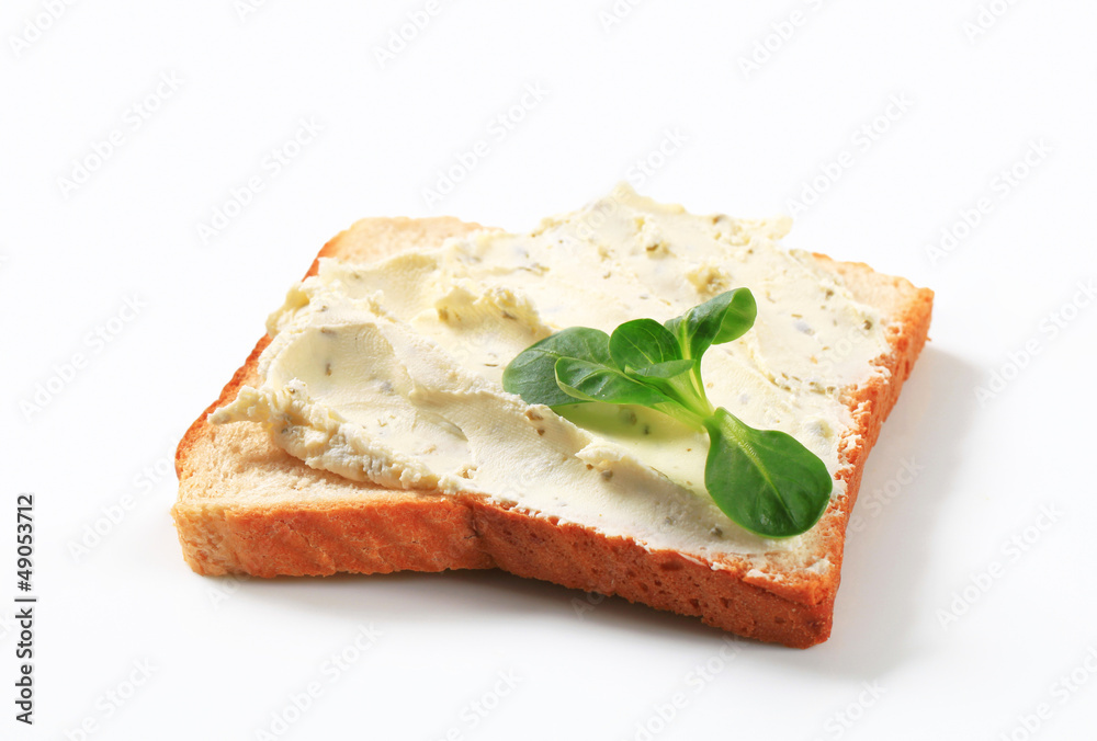 White bread with cheese spread