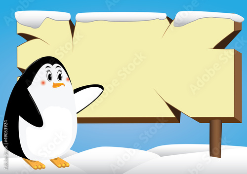 penguin and signboard