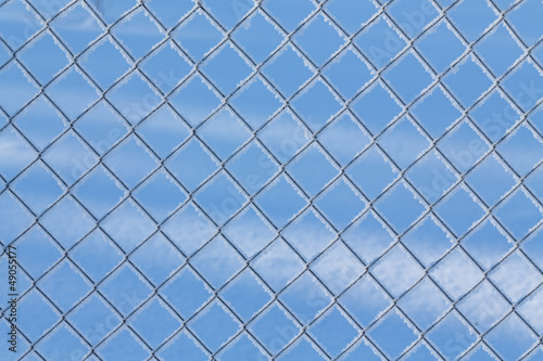 Fence net with hoarfrost