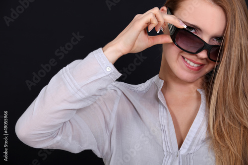 Attractive woman wearing sunglasses