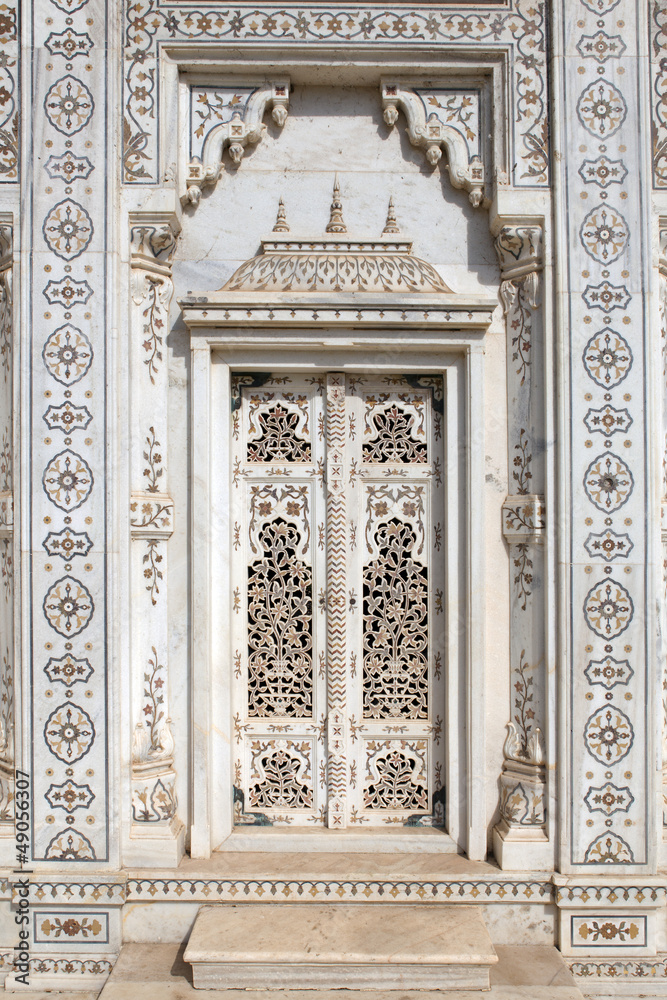 Marble doorway of the cenotaphs at Shivpuri.