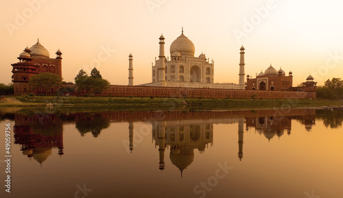 Taj Mahal at sunset.