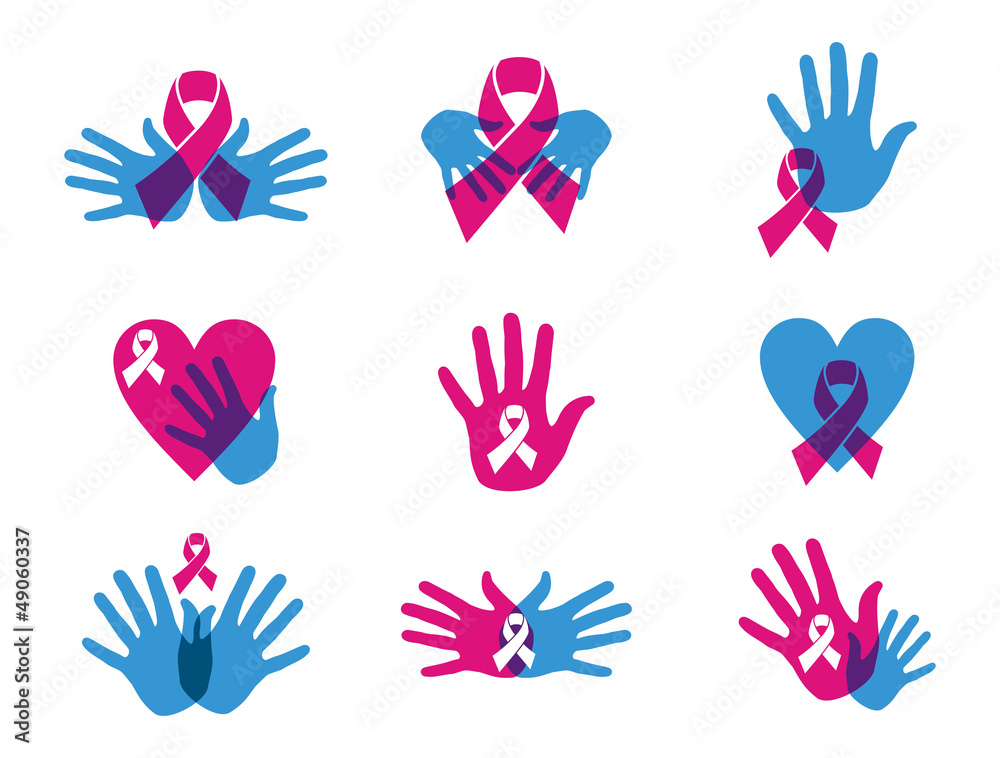 Fototapeta premium Breast cancer awareness ribbon set