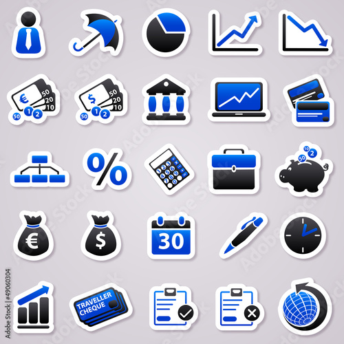 economic navy blue stickers