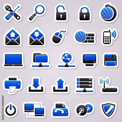 computer navy blue stickers