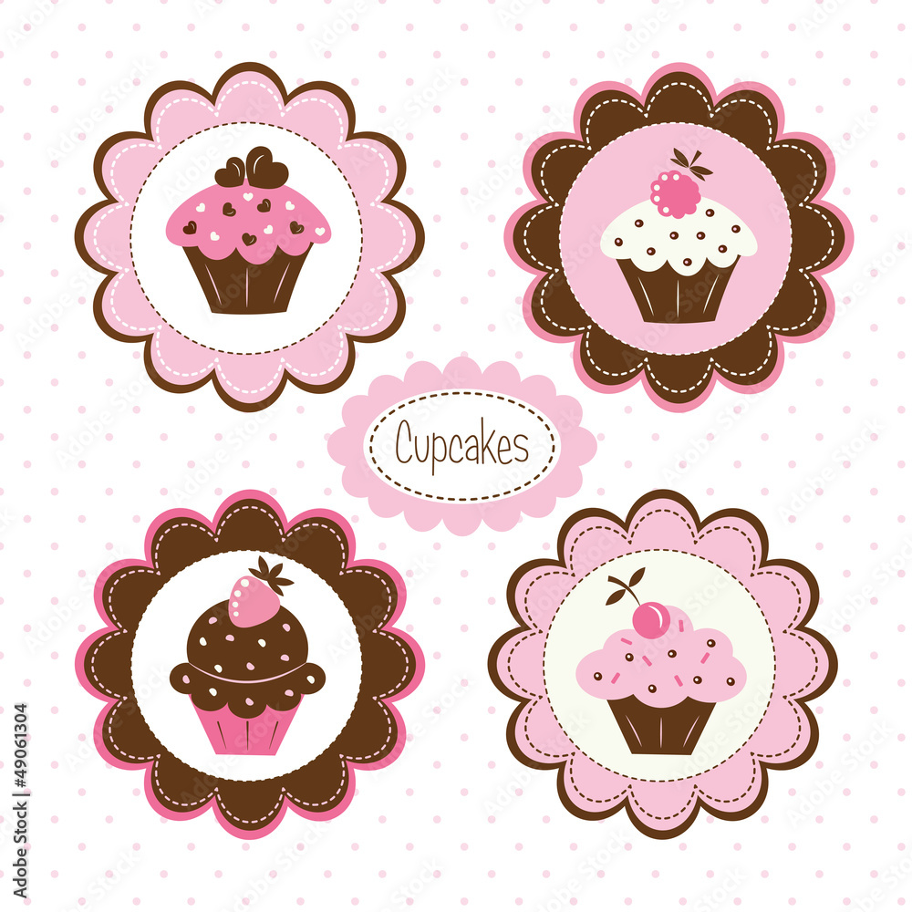 Set of cupcakes labels Set of cupcakes labels