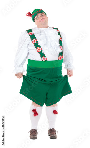 Funny fat man wearing German Bavarian clothes