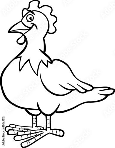 farm hen cartoon for coloring book