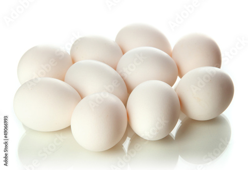 Many eggs isolated on white