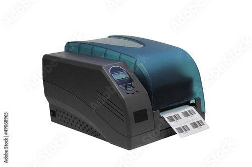 Barcode label printer isolated over white background