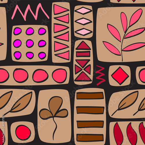 Brown and red patchwork qui...