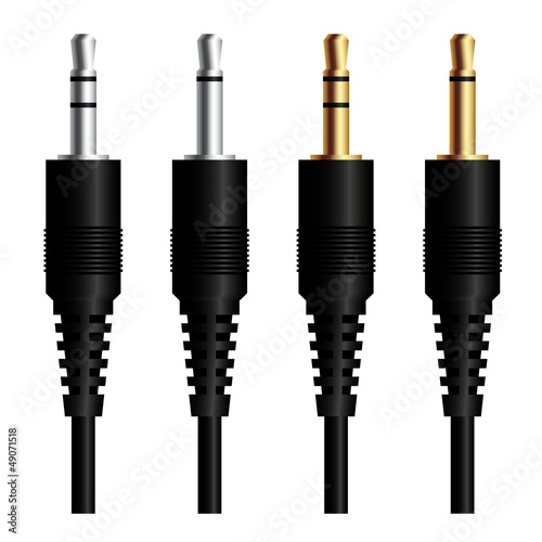 vector audio jack connector Silver gold