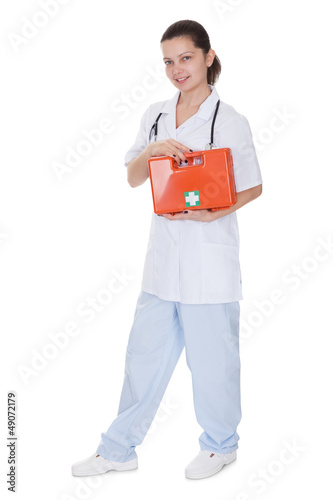 Nurse or doctor with a first aid kit