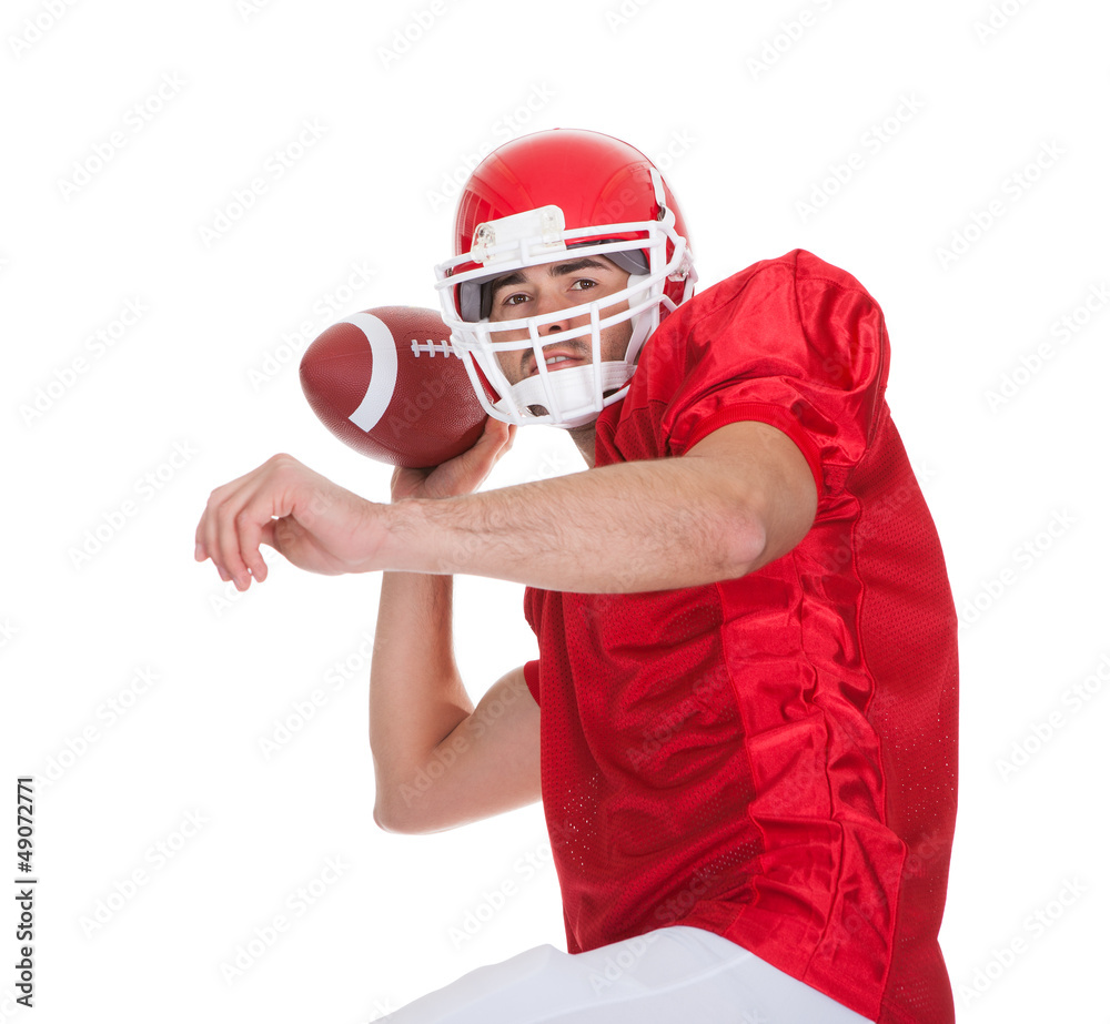 American Football player running with ball American Football player running with ball