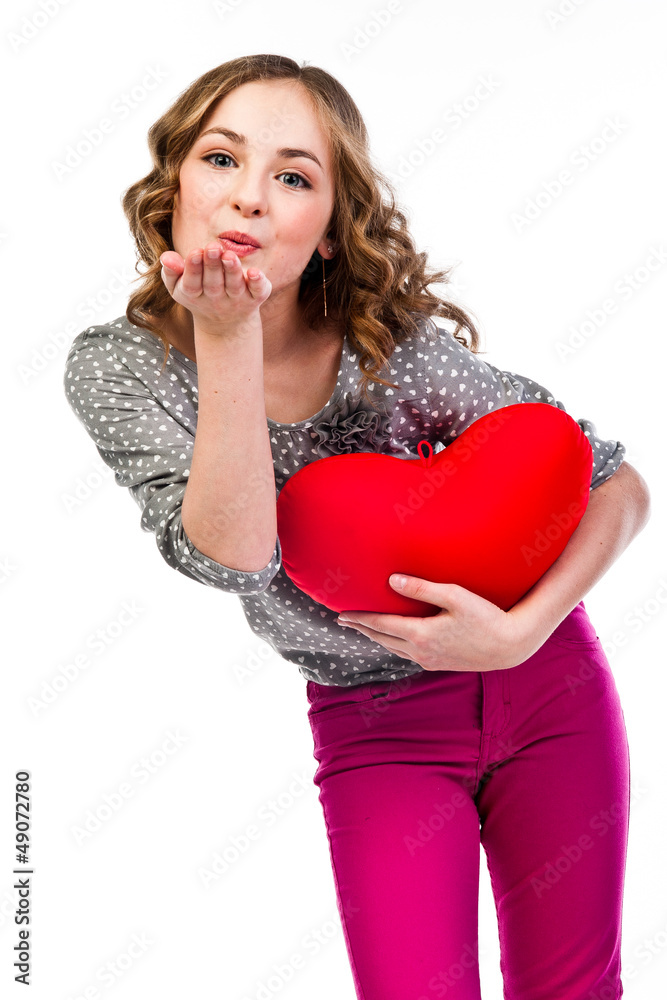 beautiful girl with a teddy heart