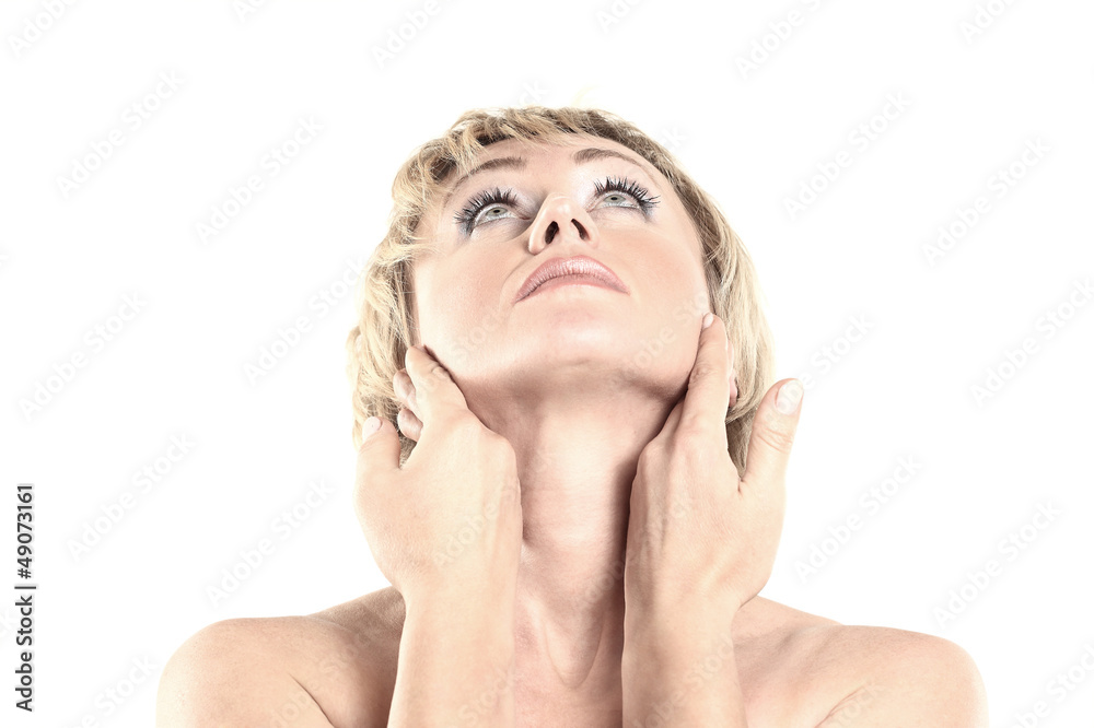 Portrait of a beautiful female model on white Portrait of a beautiful female model on white