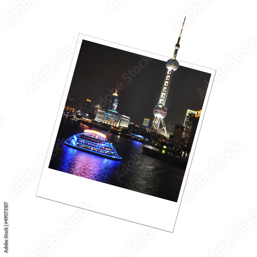 Canvas Print Polaroid Shanghai de nuit