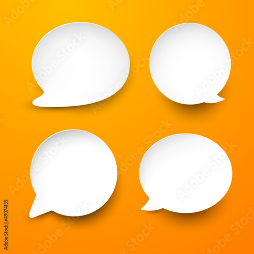 Paper white round speech bubbles.