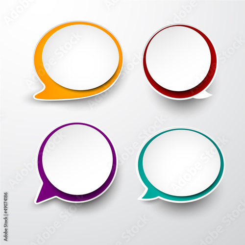 Paper set of rounded speech bubble.