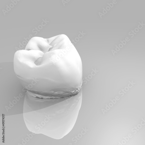 modello 3D di un dente su sfondo bianco