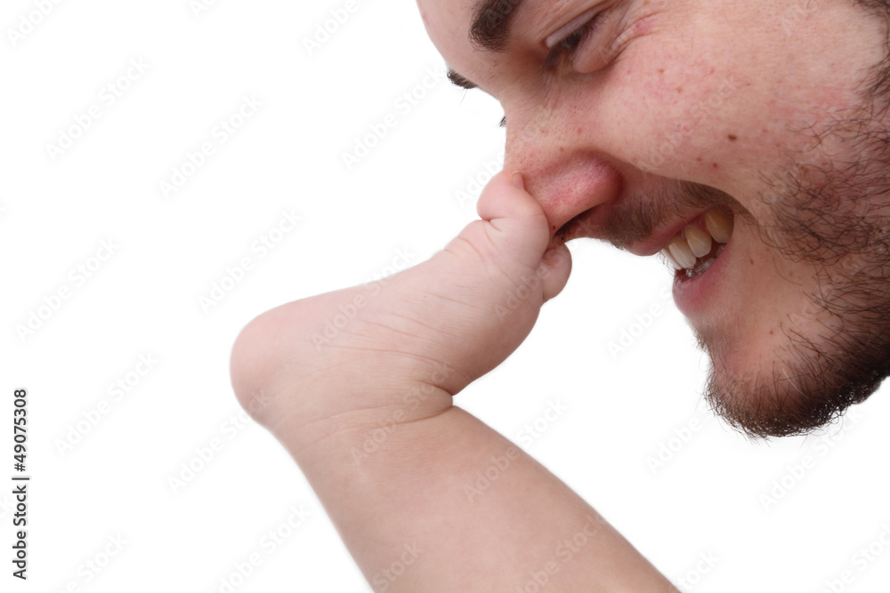 Fototapeta premium bellissimo papà con bimbo