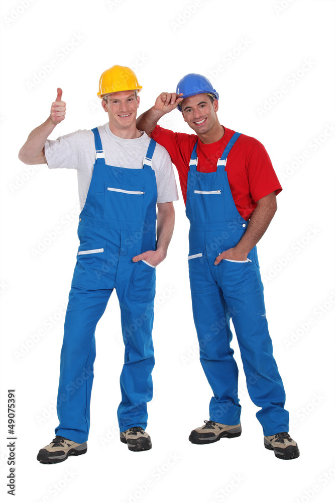 two craftsmen posing together two craftsmen posing together