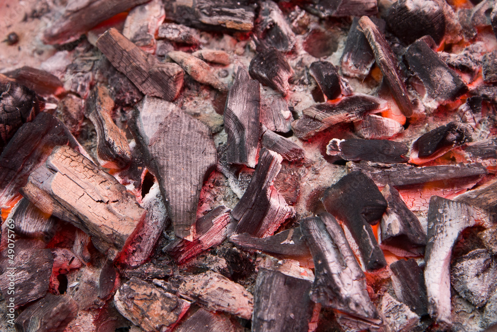 Red hot burning charcoal preparing for grilling Red hot burning charcoal preparing for grilling