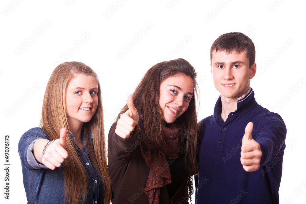 Teenage Students with Thumbs Up Teenage Students with Thumbs Up