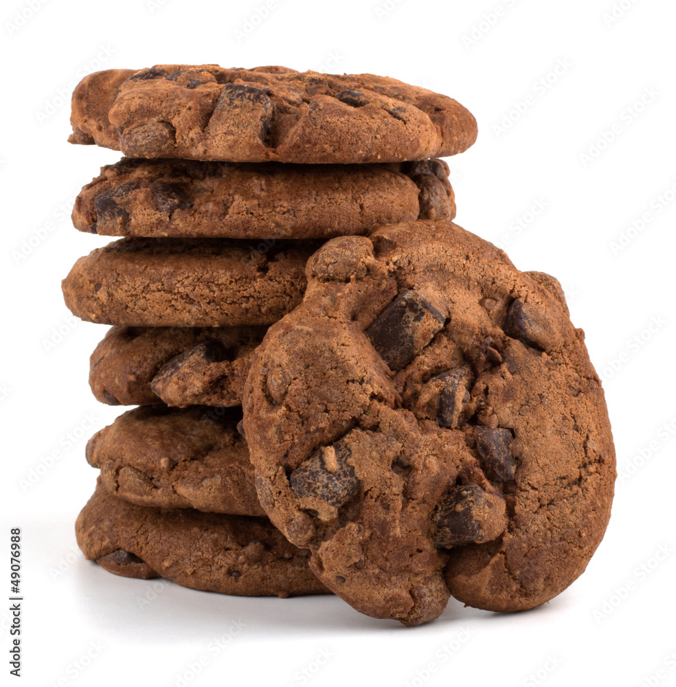 Chocolate chips cookies isolated on white Chocolate chips cookies isolated on white