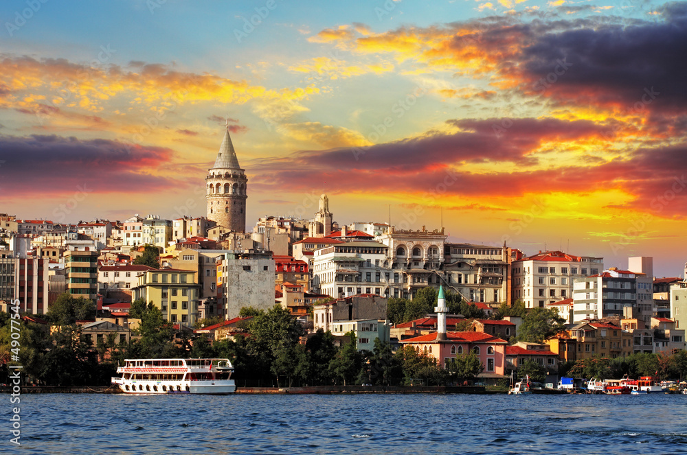 Istanbul at sunset - Galata district, Turkey