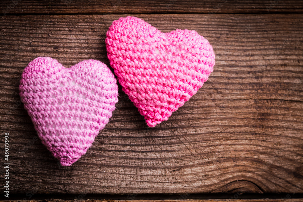 Fototapeta premium Crochet lovely hearts