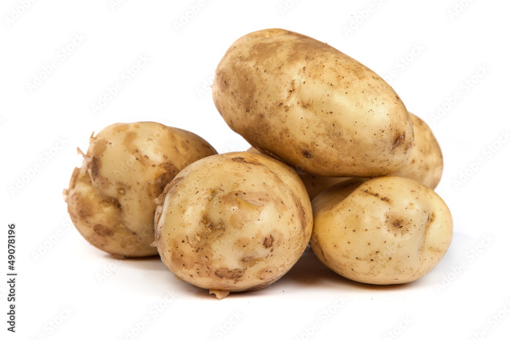 Group of potatoes isolated on white Group of potatoes isolated on white