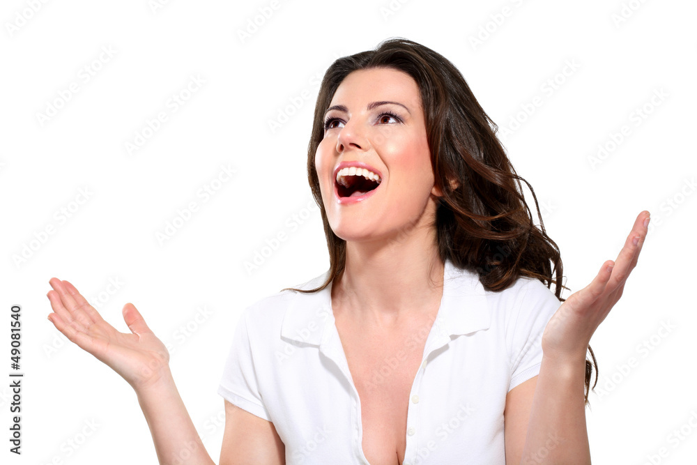 Young beautiful happy expressive woman