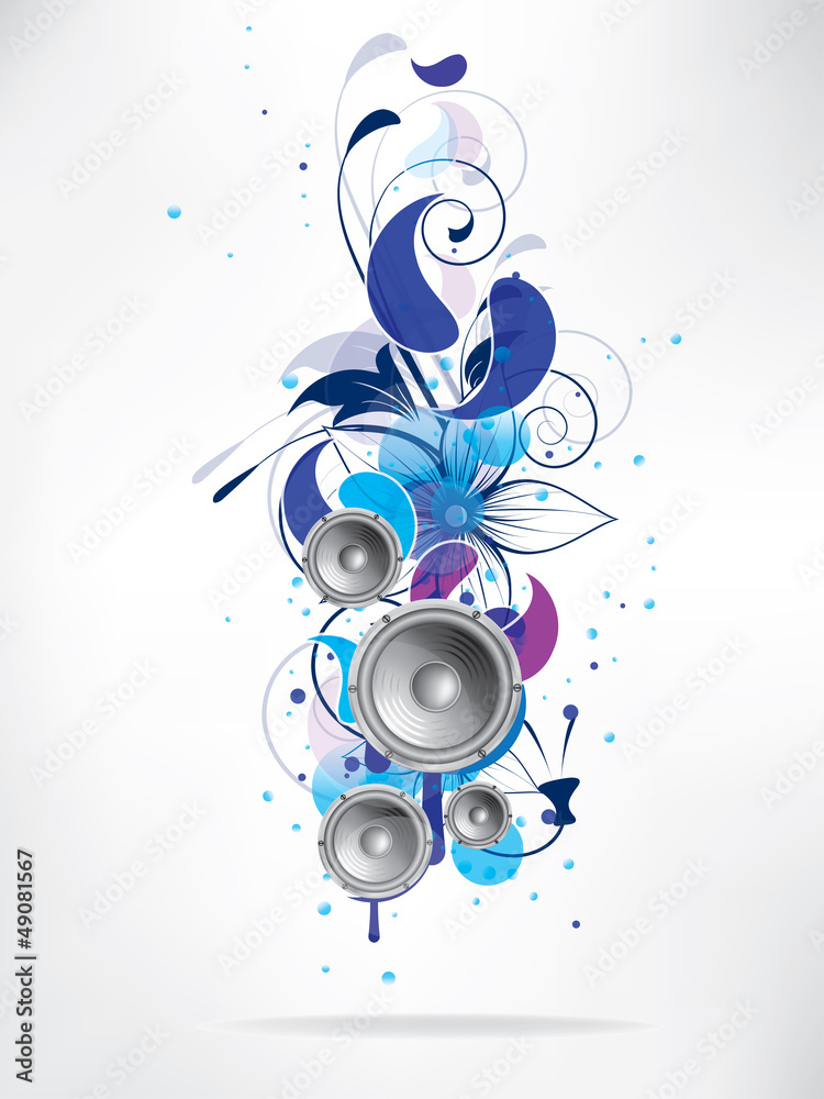 Fototapeta premium abstract music background with floral elements and swirls