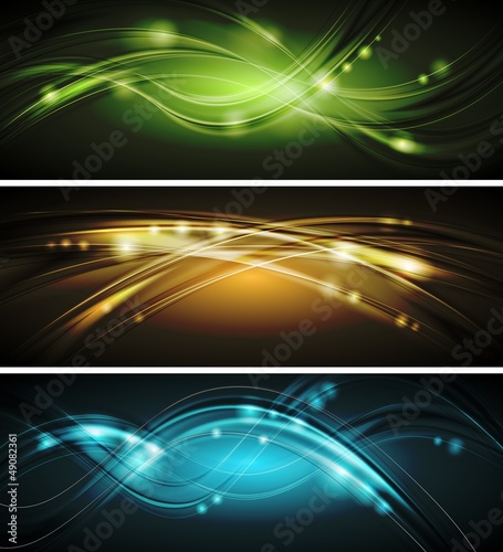 Glowing wavy vector banners