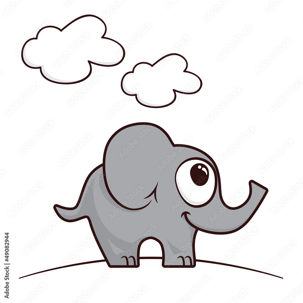 Funny cartoon elephant on a hill, vector illustration Funny cartoon elephant on a hill, vector illustration