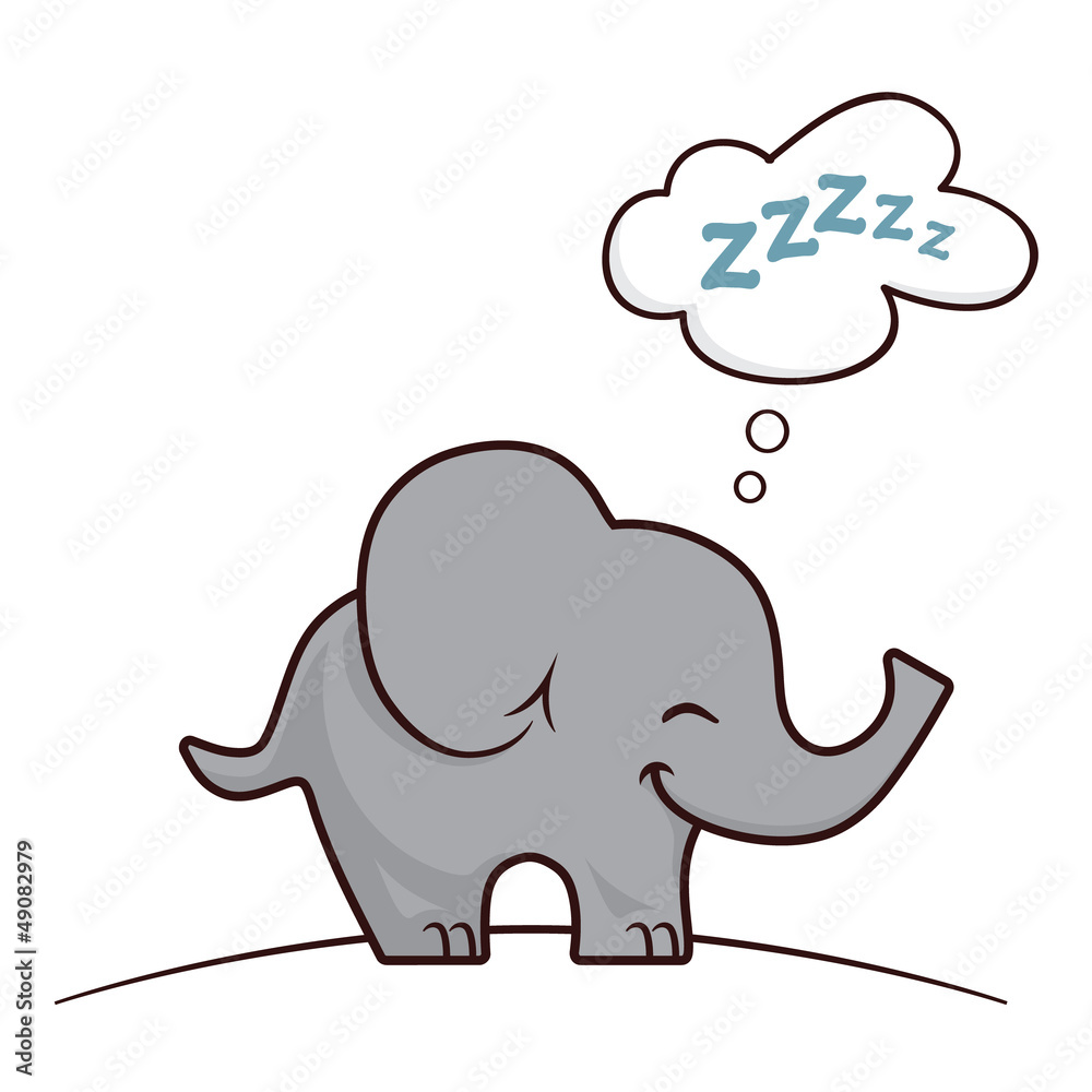 Funny cartoon elephant sleeping and dreaming Funny cartoon elephant sleeping and dreaming