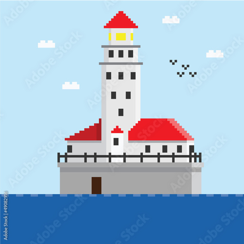 Illustration of pixel beacon in sea