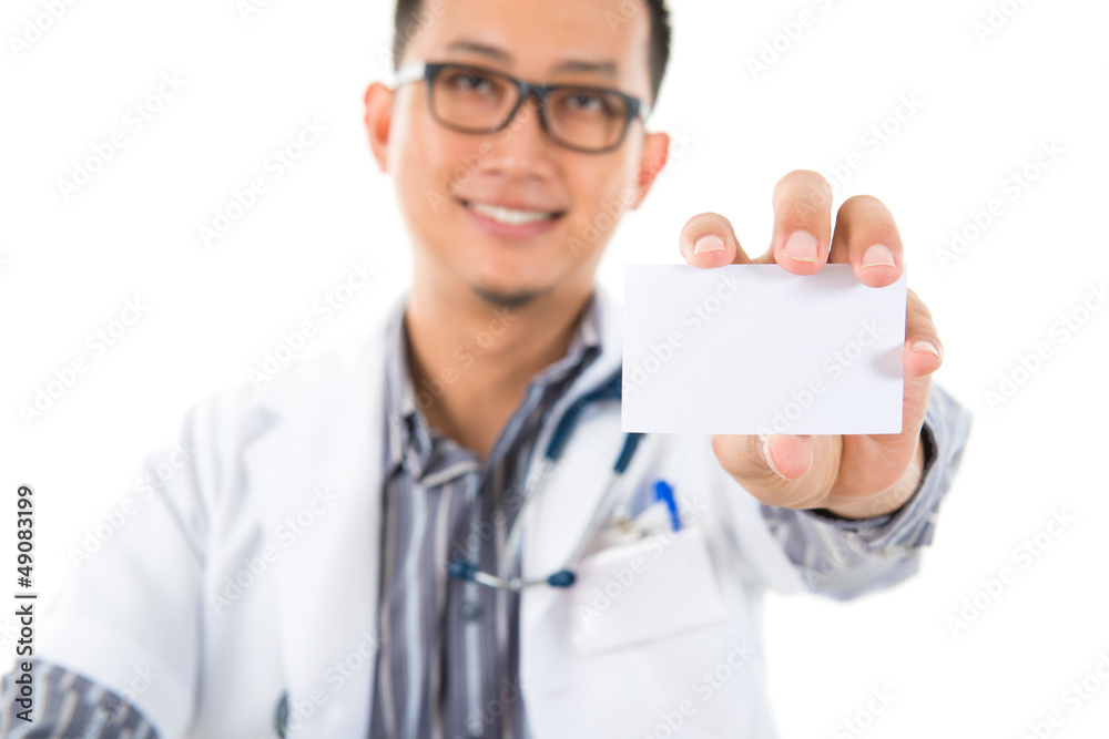 Asian medical showing business card