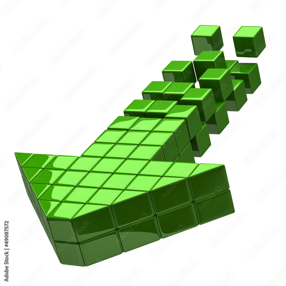 Arrow made of green cubes isolated on white Arrow made of green cubes isolated on white