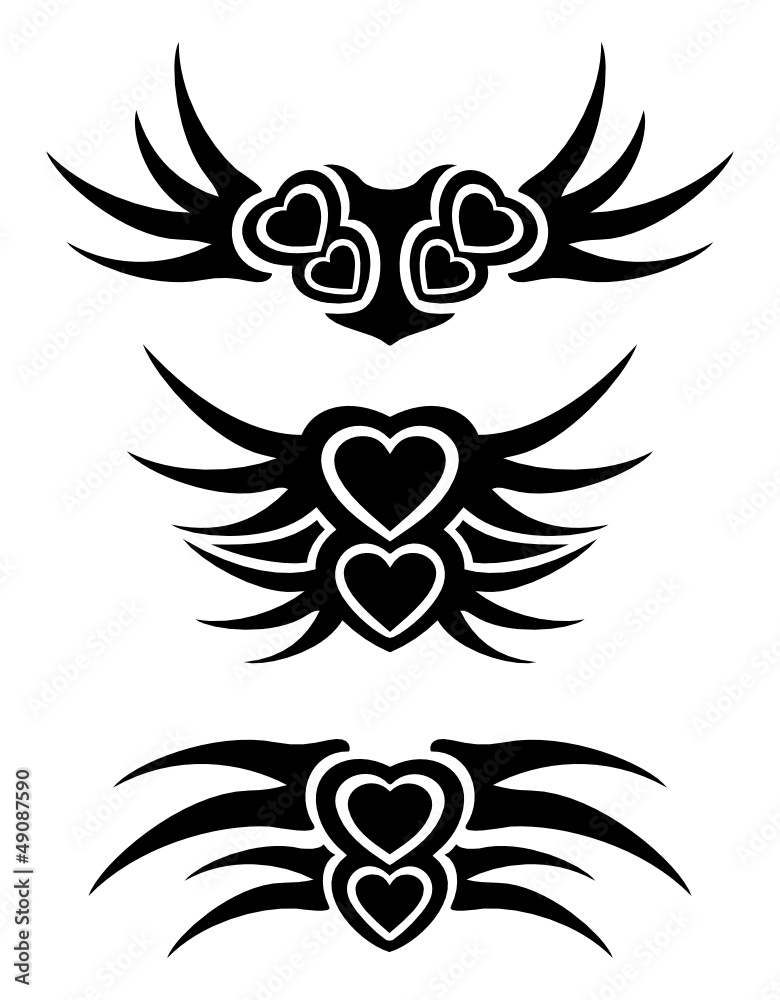 Hearts tribal tattoo set Hearts tribal tattoo set