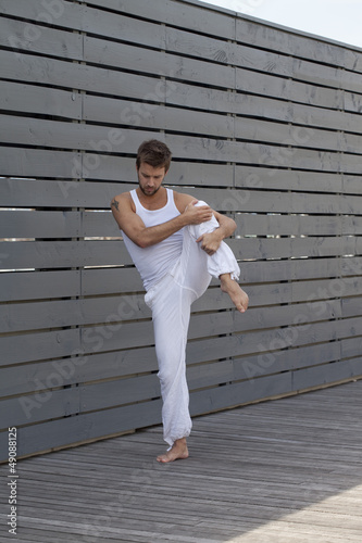 young man training outdoors