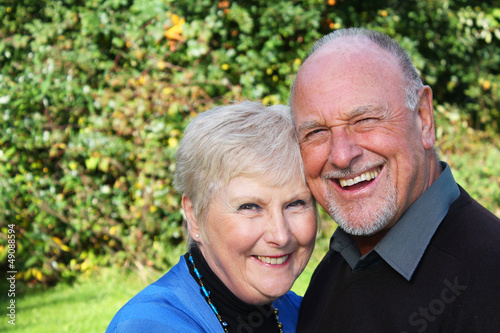Senior couple laughing and in love