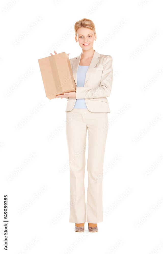 woman with cardboard box woman with cardboard box